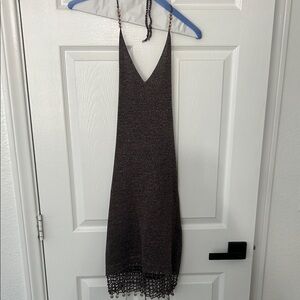 Elegant Dark purple grey Halter Dress